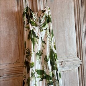 Cara Cara Tropical Green and White Dress